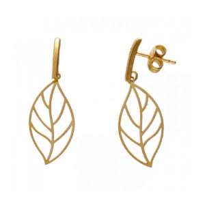 Pendientes largos hoja oro -