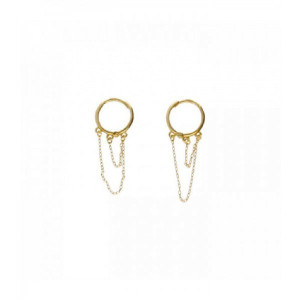 Aros oro amarillo con cadenas -